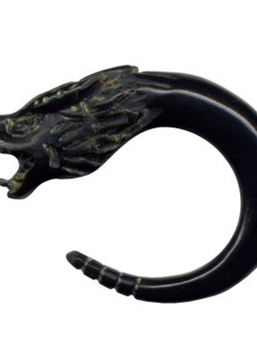 Dehnungssichel Dehnspirale Horn Schwarz Drachen 6mm