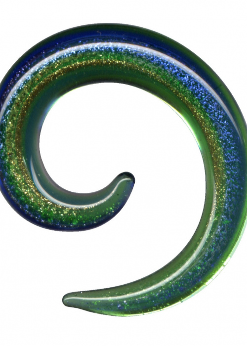 Dehnungsspirale Glas Bunt Regenbogen Grün Blau 5mm