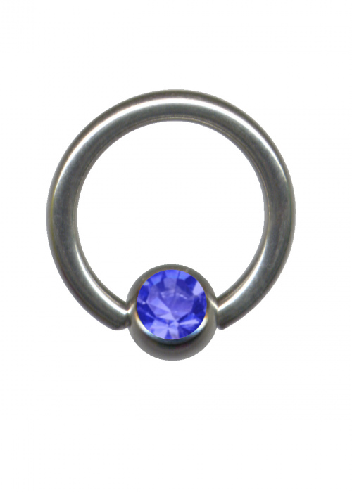 Clamp Ball Ring BCR Surgical Steel Silver Crystal Dark Blue