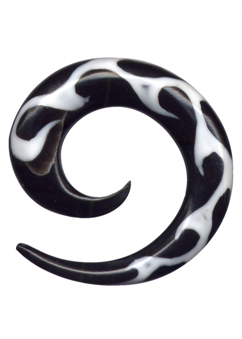 Dehnungsspirale Horn Schwarz Weiss Flamme 6mm