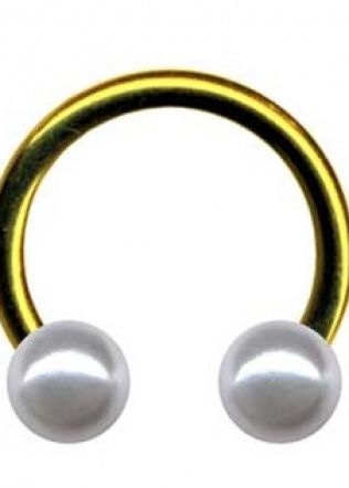 Hufeisen Ring Chirurgenstahl Gold Perlen Weiss