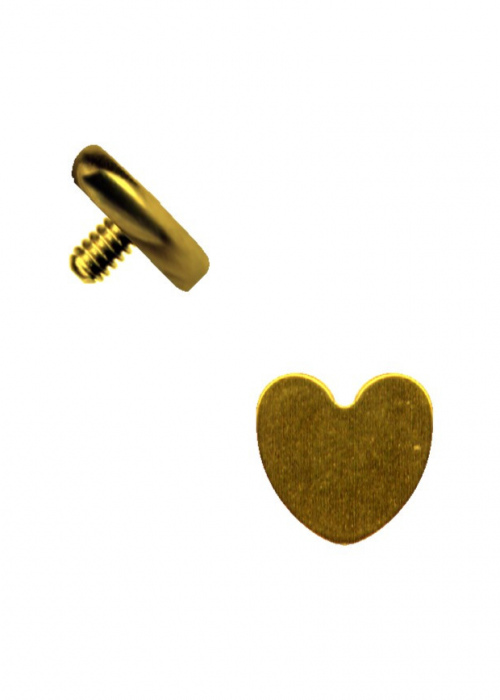 Top Dermal Anchor Surgical Steel Heart Gold
