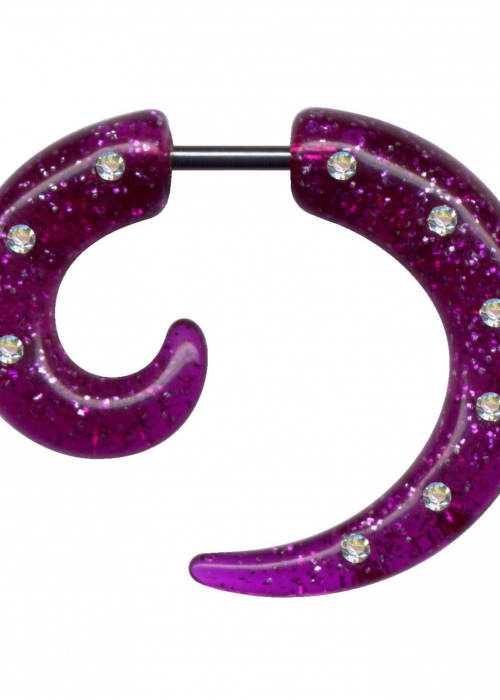 Fake Dehnungsspirale Acryl Chrirurgenstahl Purpur Glitzer 1,2mm