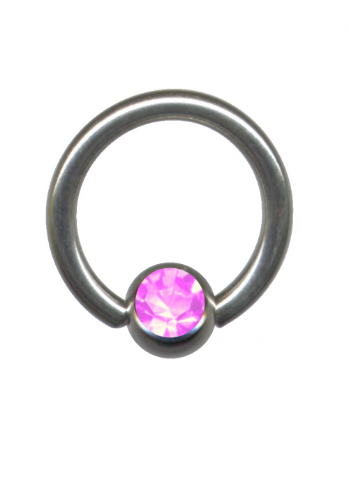 Clamp Ball Ring BCR Surgical Steel Silver Crystal Pink Rose