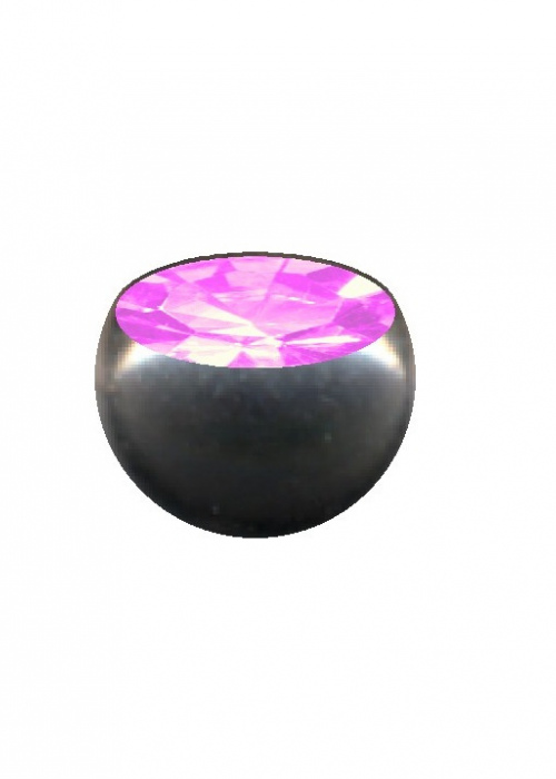 Ball Titanium Silver Crystal Pink Rose with Thread