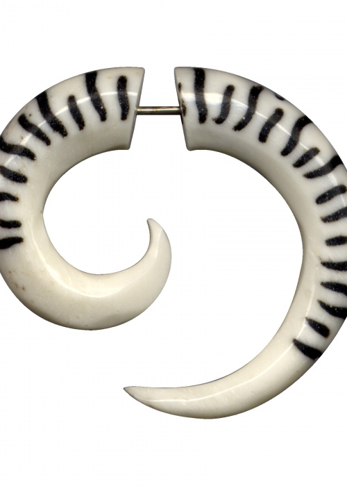 Fake Dehnungsspirale Knochen Stahl Weiss Schwarz Streifen 1,6mm