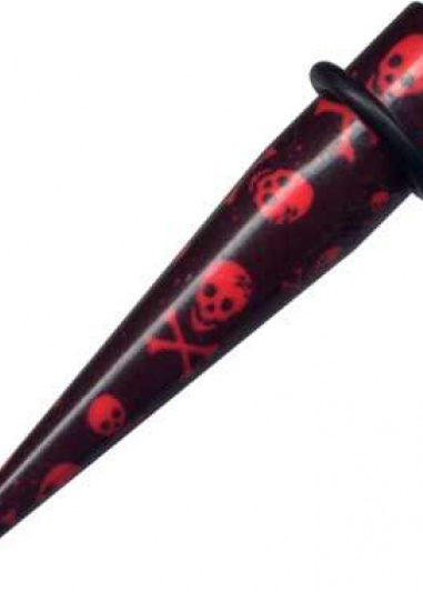 Dehnungsstab Acryl Schwarz Rot Totenkopf