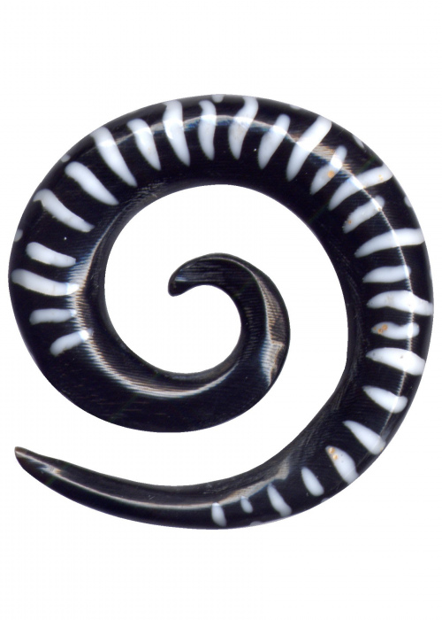 Dehnungsspirale Horn Schwarz Weiss Streifen 6mm