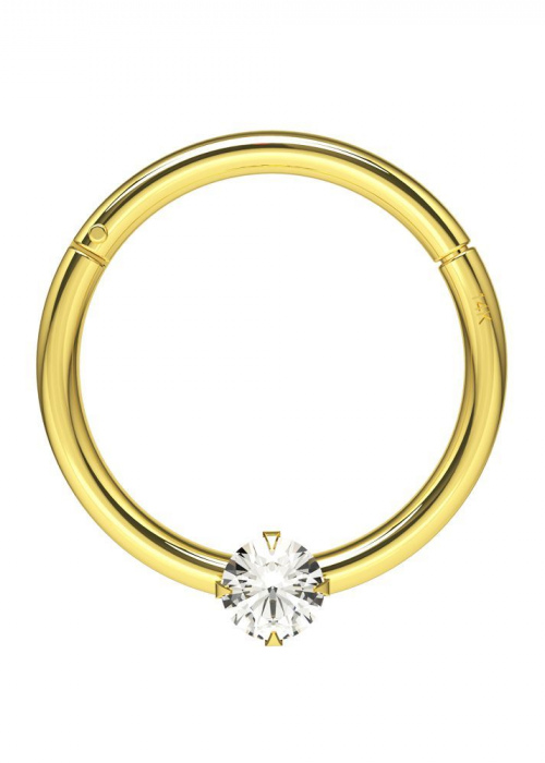 Clicker Hinged Ring Yellow Gold 750 18 K Real Diamond Nose Ring Earring