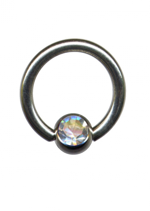 Clamp Ball Ring BCR Titanium Silver Crystal White Clear 