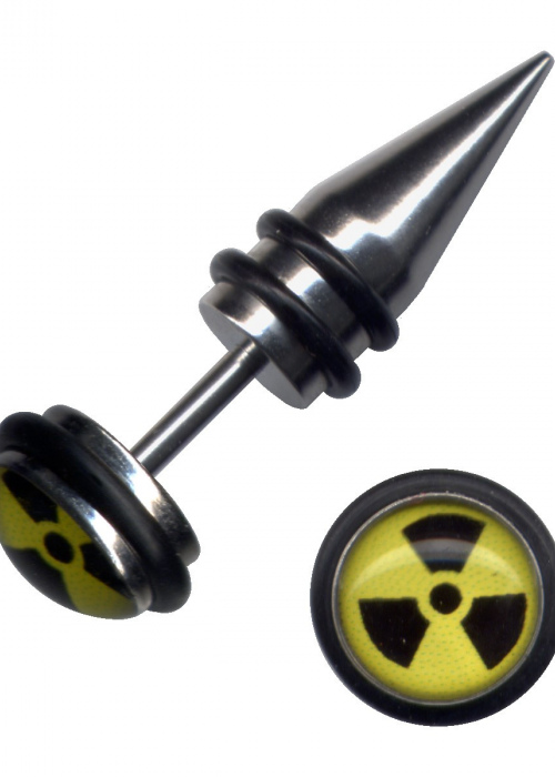 Fake Dehnungsstab Plug Chirurgenstahl Atom Radioaktiv Gelb Schwarz 1,2mm