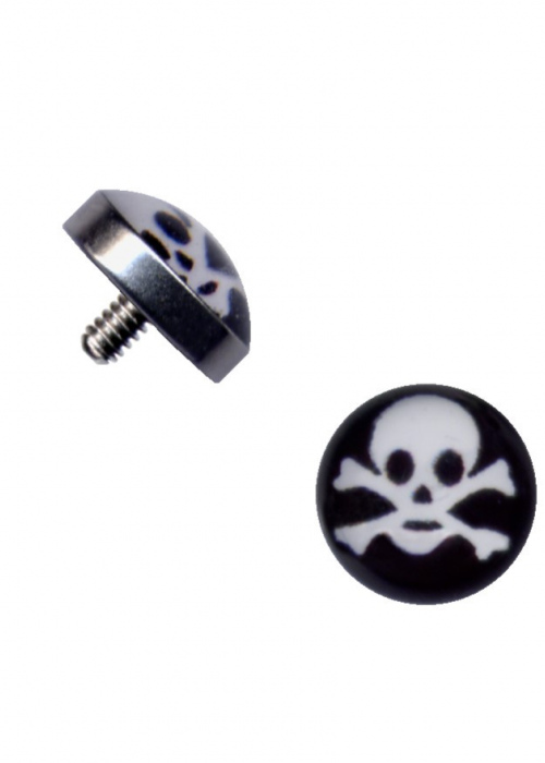 Top Dermal Anchor Surgical Steel Skull Pirate Silver
