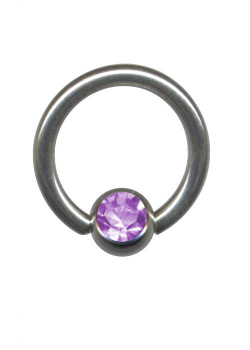 Clamp Ball Ring BCR Surgical Steel Silver Crystal Lavender 