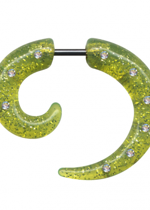Fake Dehnungsspirale Acryl Chrirurgenstahl Hellgrün Glitzer 1,2mm