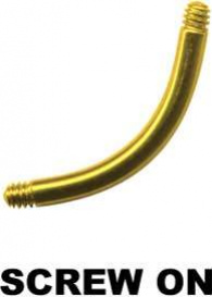 Curved Bar Surgical Steel Gold with Thread
